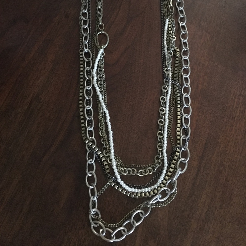 Long multi strand necklace